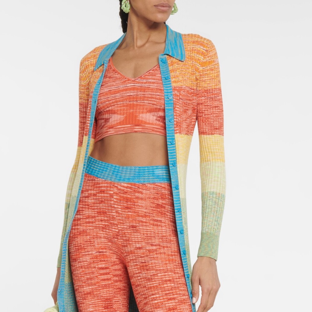 STAUD Hana Ribbed Short Orange Crop Top New With Tags
